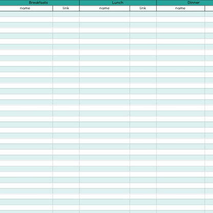 Teal Full Year Meal Planner with Recipe Directory